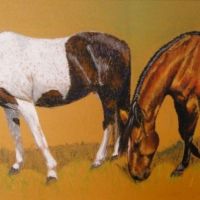 Two horses, pastel, 30x42 cm